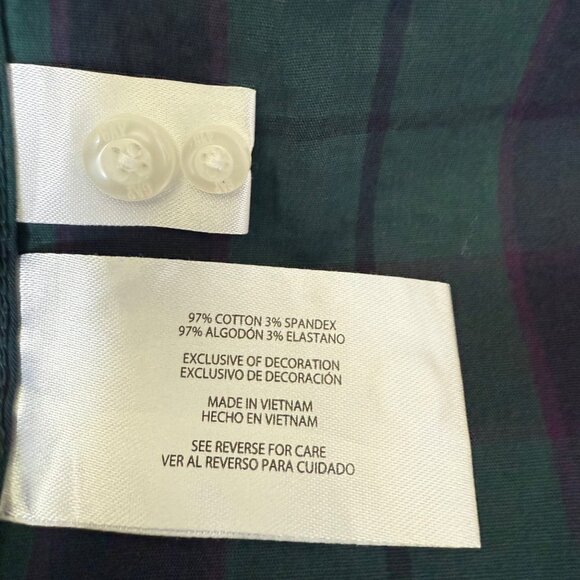 GAP Men's Stretch Long Sleeve Collared Green Sycamore Plaid Shirt Size XXL NWT - Picture 7 of 9